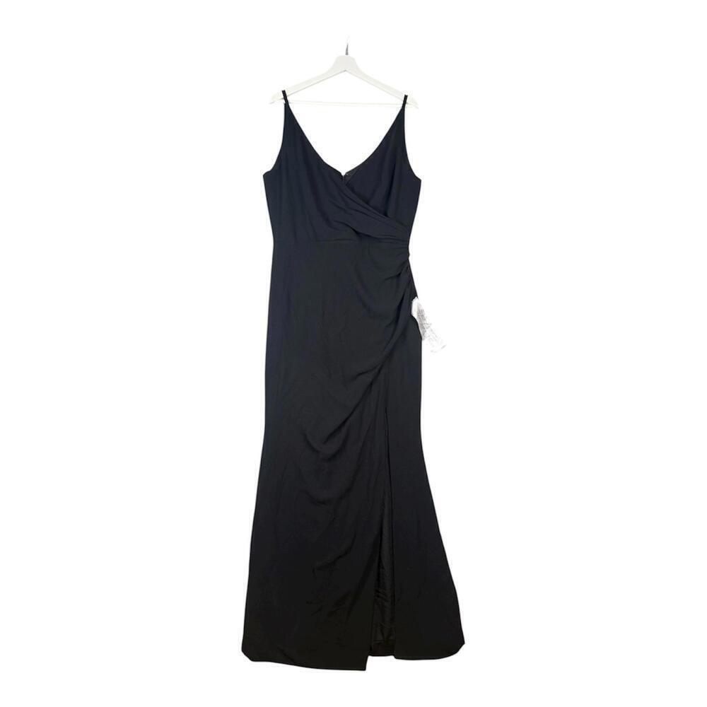 NEW Dress the Population Women's Size XL Black Sleeveless Wrap Maxi Dress LBD